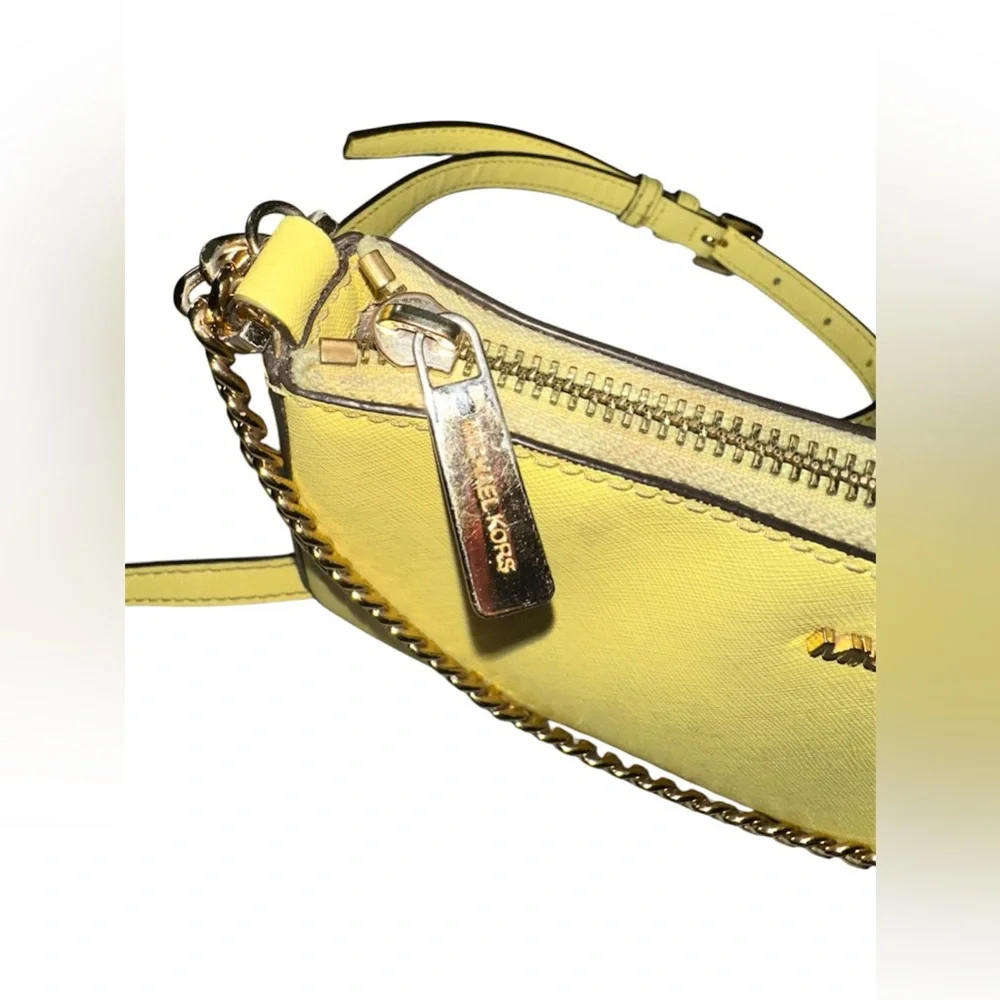 Michael Kors Lemon Yellow Leather Crossbody with Chain Detail